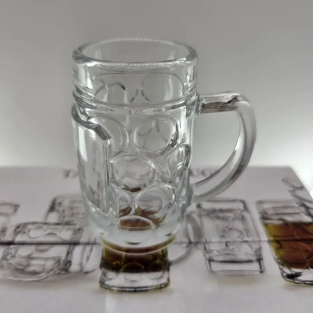 Circleware Tavern Mini Mugs Embossed Shot Glass Set 6 Clear Glass 1.35 oz